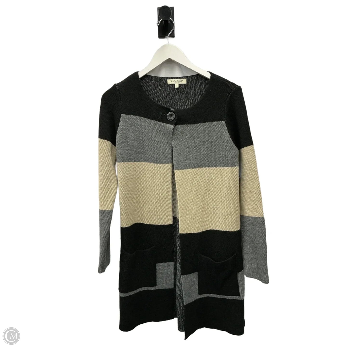 Sweater Cardigan By Clothes Mentor In Black & Grey, Size: S