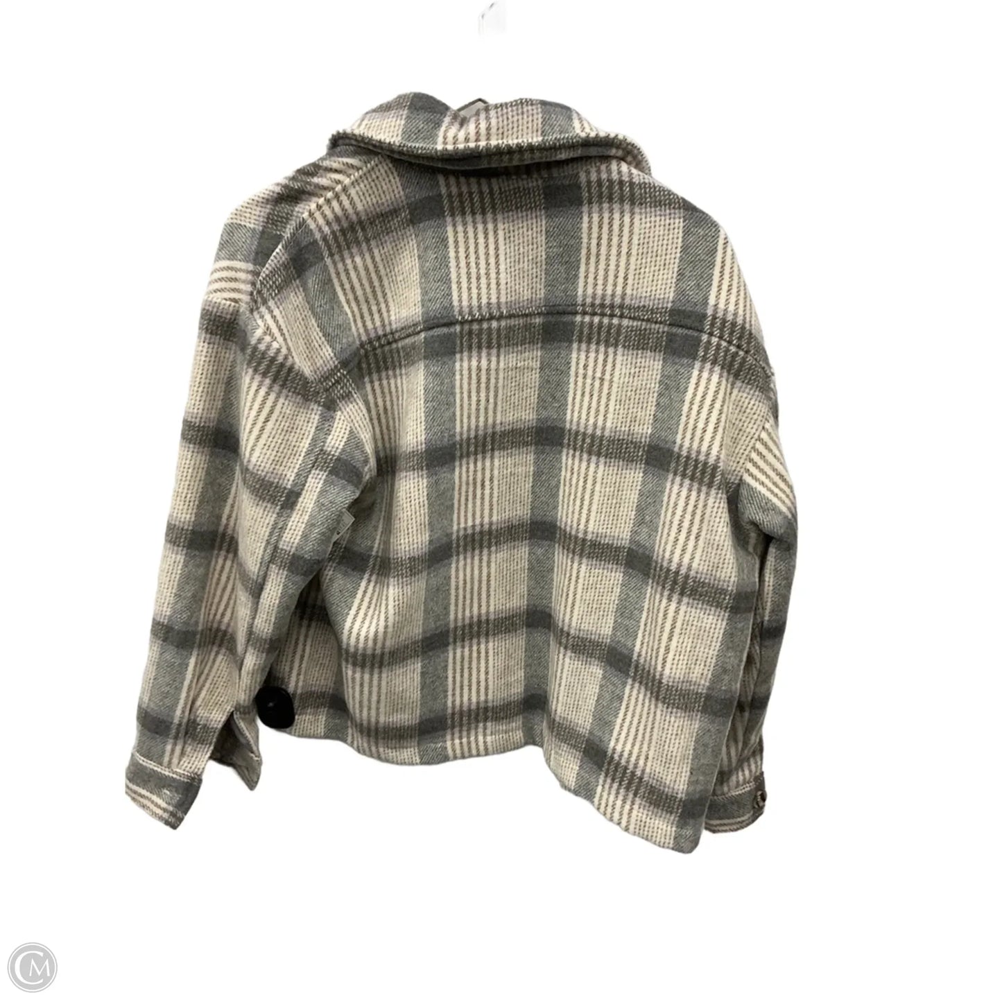 Jacket Shirt By Clothes Mentor In Cream & Grey, Size: M