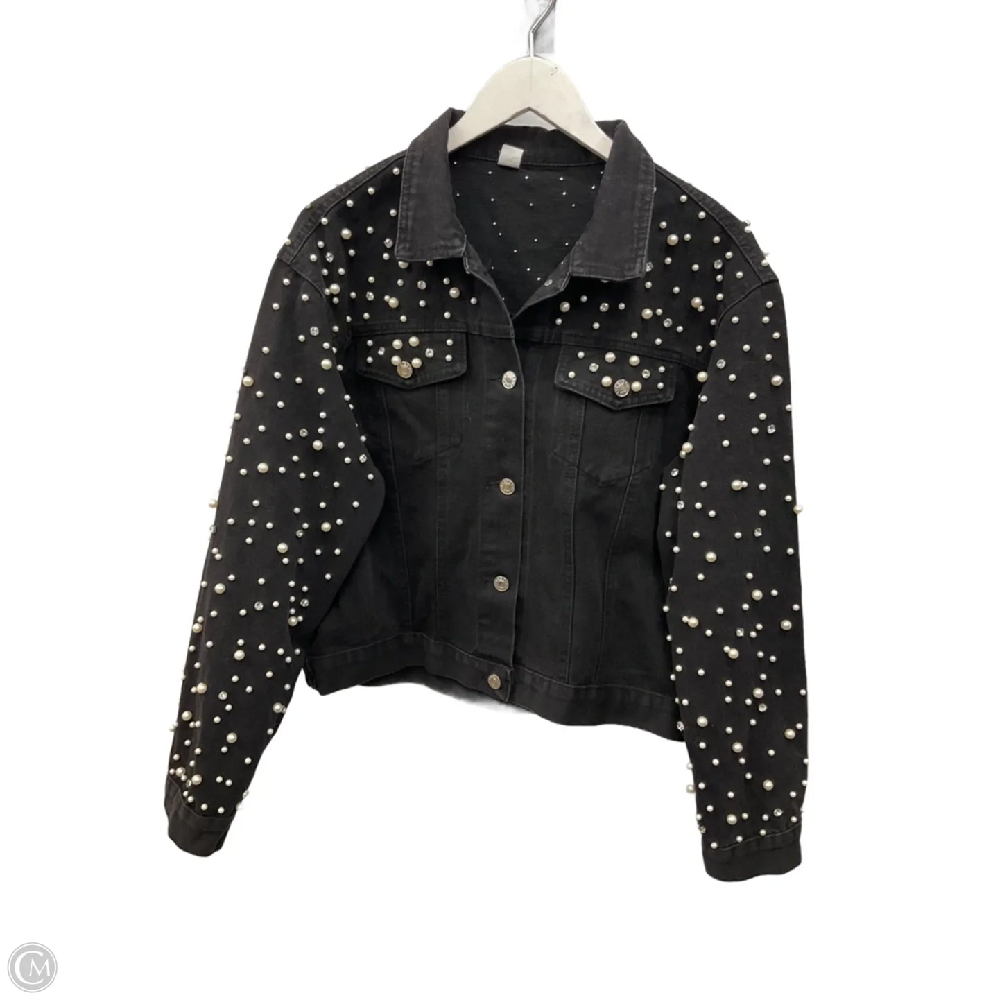 Jacket Denim By Clothes Mentor In Black, Size: Xl