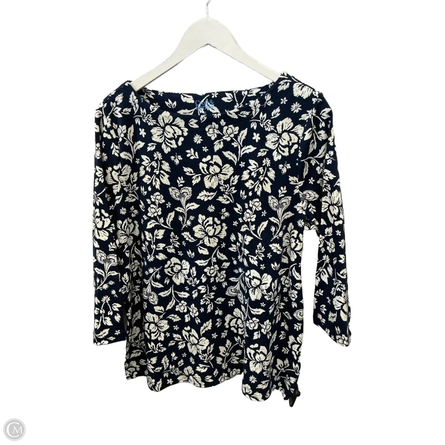 Top 3/4 Sleeve Basic By Croft And Barrow In Navy, Size: Xl