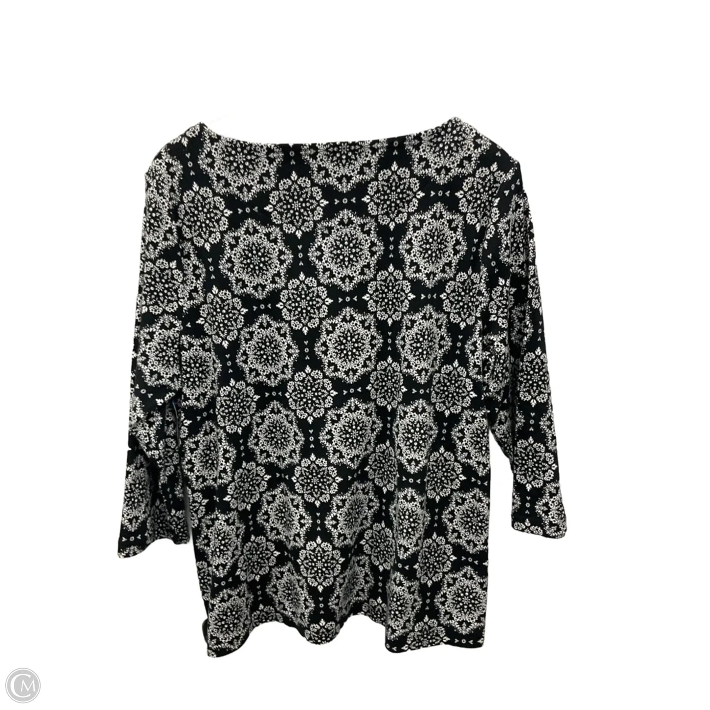 Top 3/4 Sleeve Basic By Croft And Barrow In Black & White, Size: Xl
