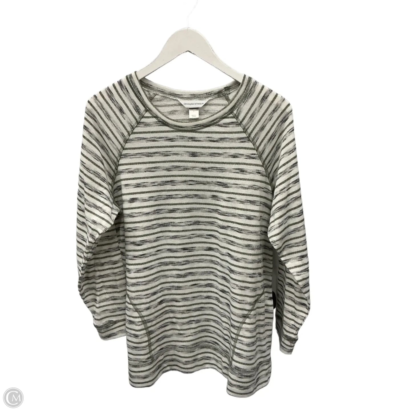 Top Long Sleeve Basic By Christopher And Banks In Green & Grey, Size: L