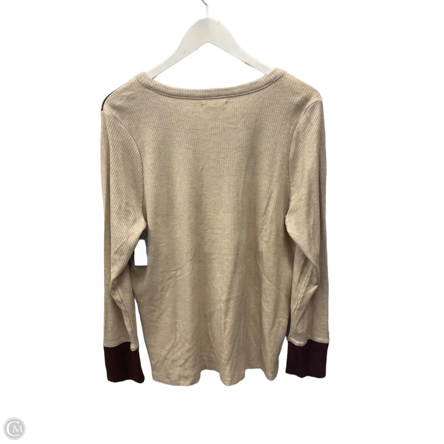 Top Long Sleeve Basic By Maurices In Tan, Size: 1x
