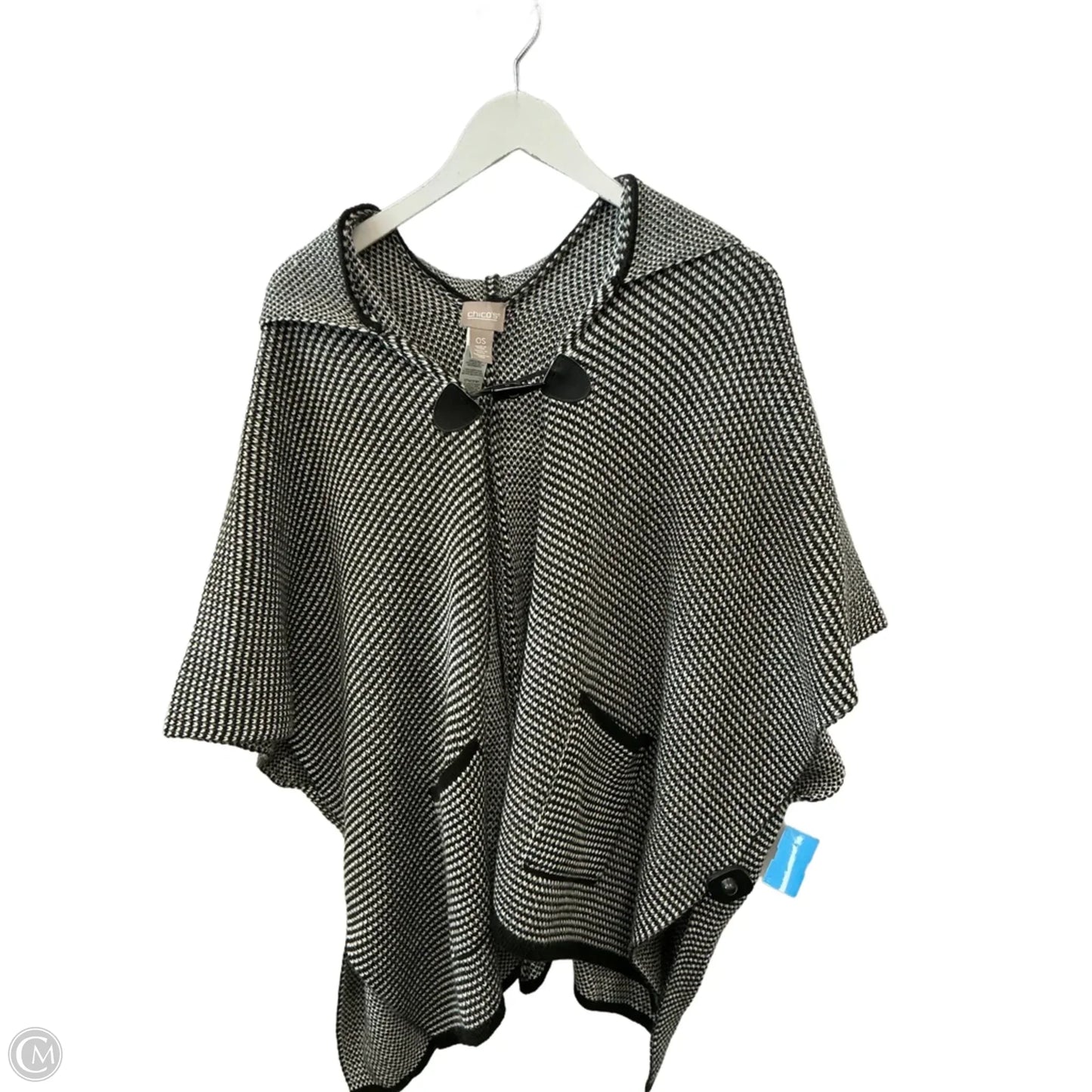 Sweater Cardigan By Chicos In Black & Tan, Size: Osfm