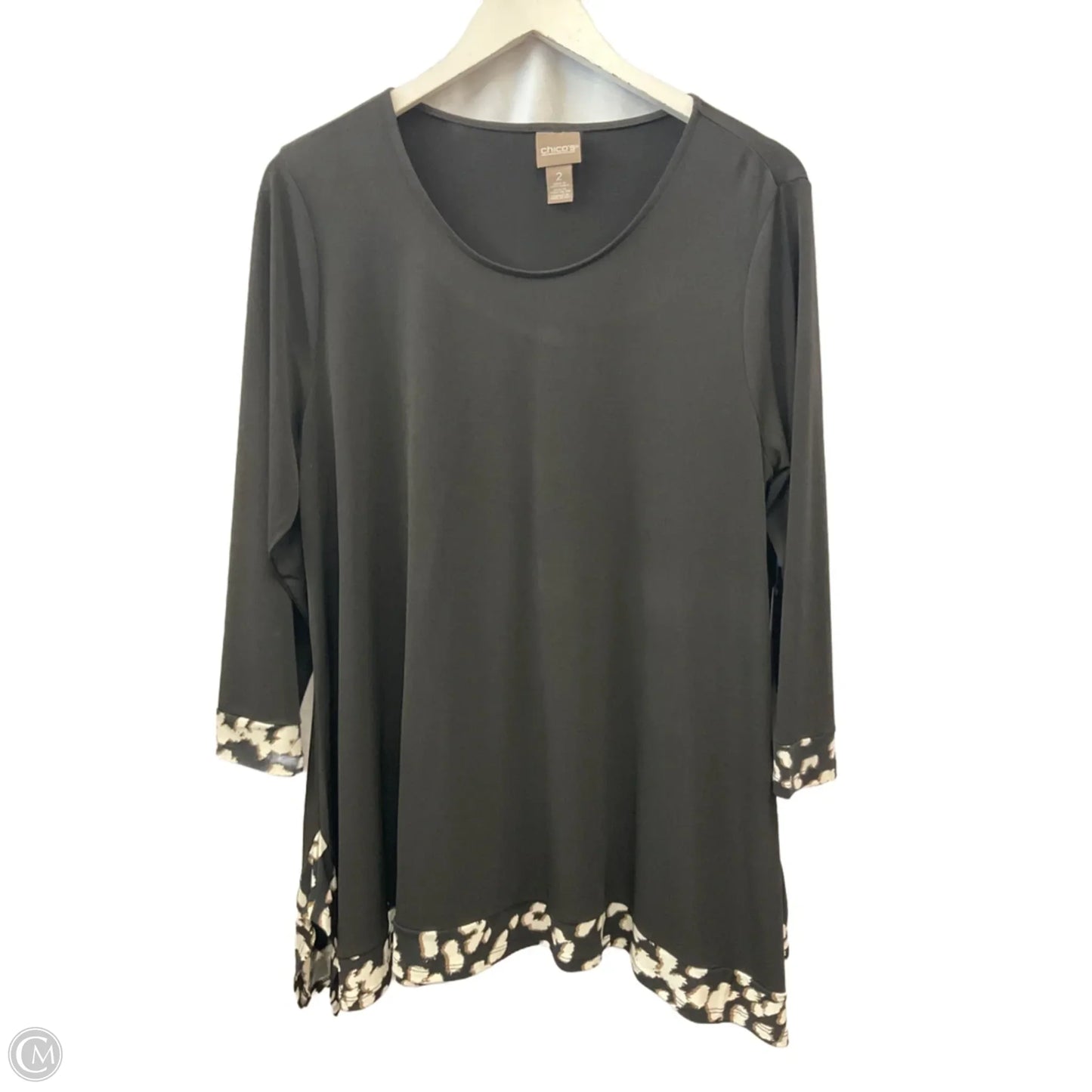 Top 3/4 Sleeve By Chicos In Black, Size: L