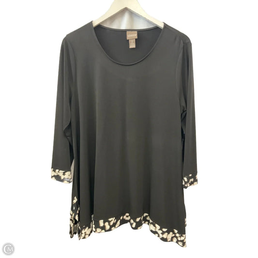 Top 3/4 Sleeve By Chicos In Black, Size: L