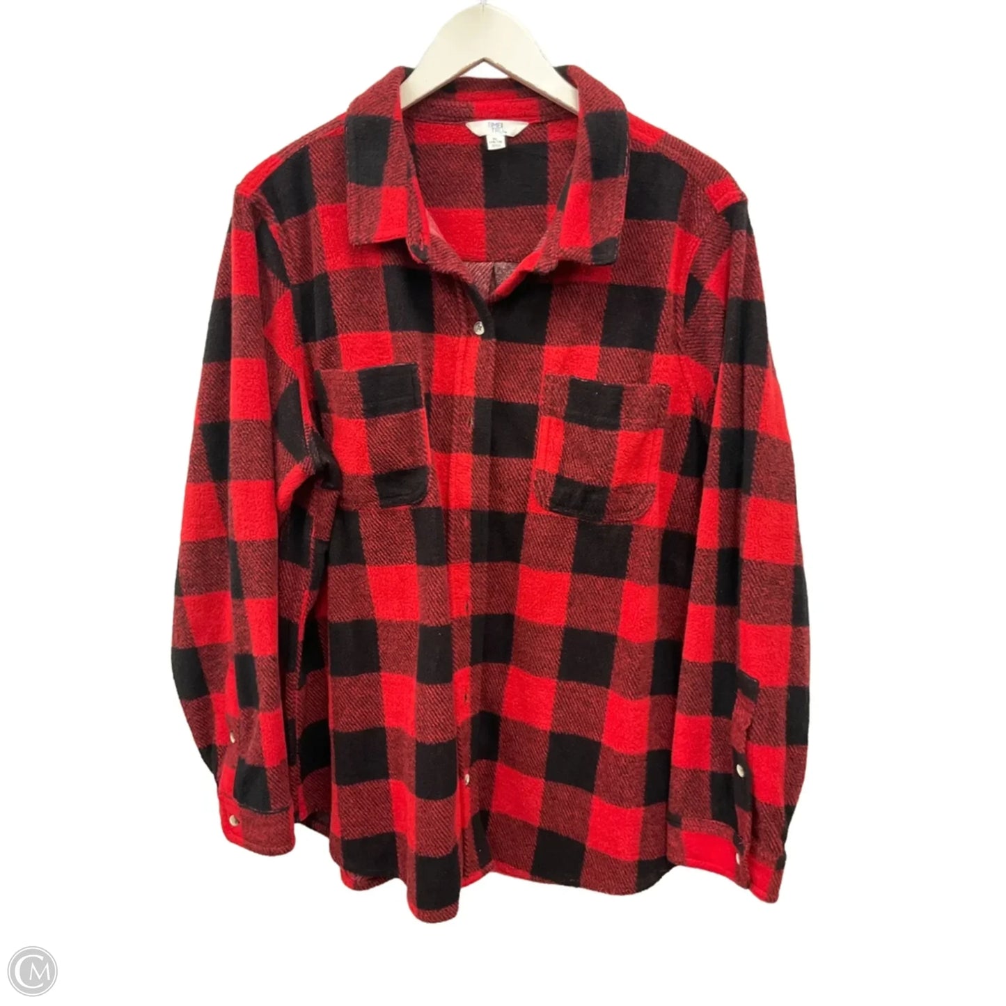 Top Long Sleeve By Time And Tru In Plaid Pattern, Size: Xl