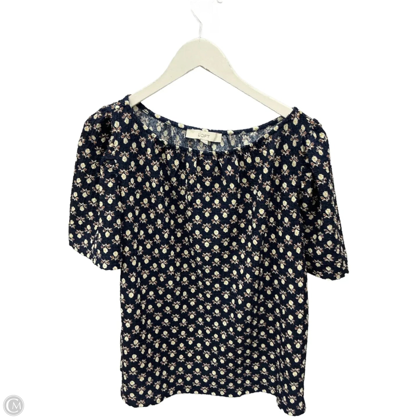 Top Short Sleeve By Loft In Navy, Size: M