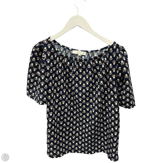 Top Short Sleeve By Loft In Navy, Size: M