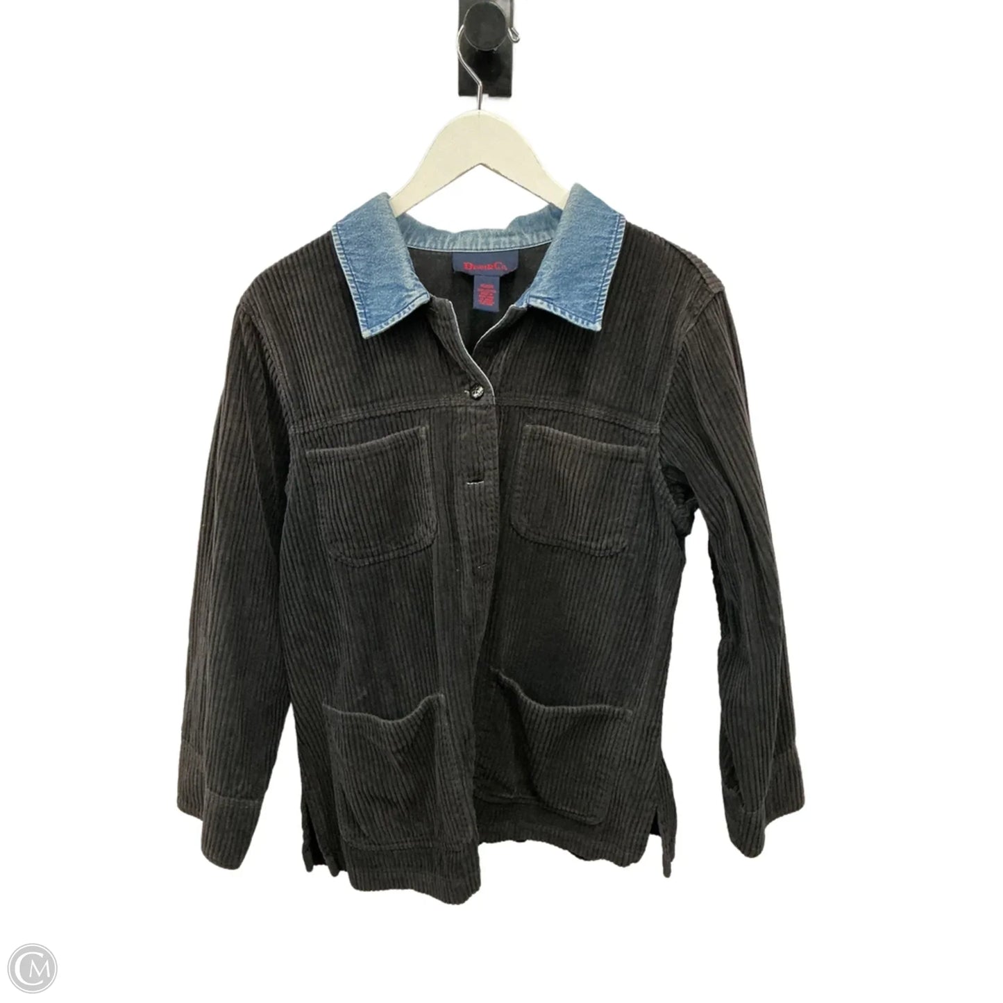 Jacket Shirt By Denim And Co Qvc In Black, Size: M