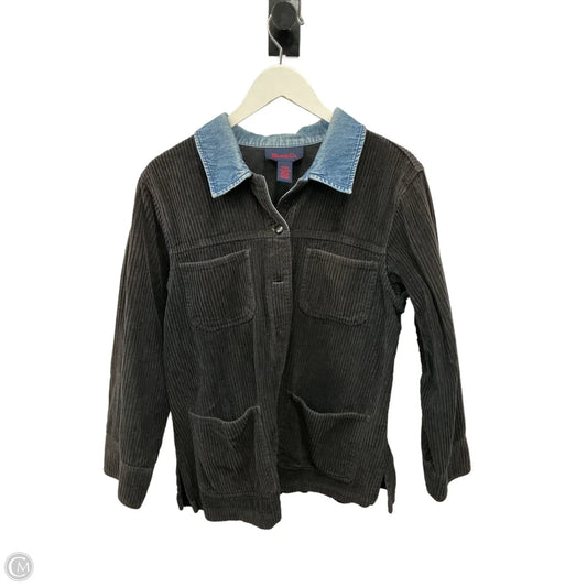 Jacket Shirt By Denim And Co Qvc In Black, Size: M