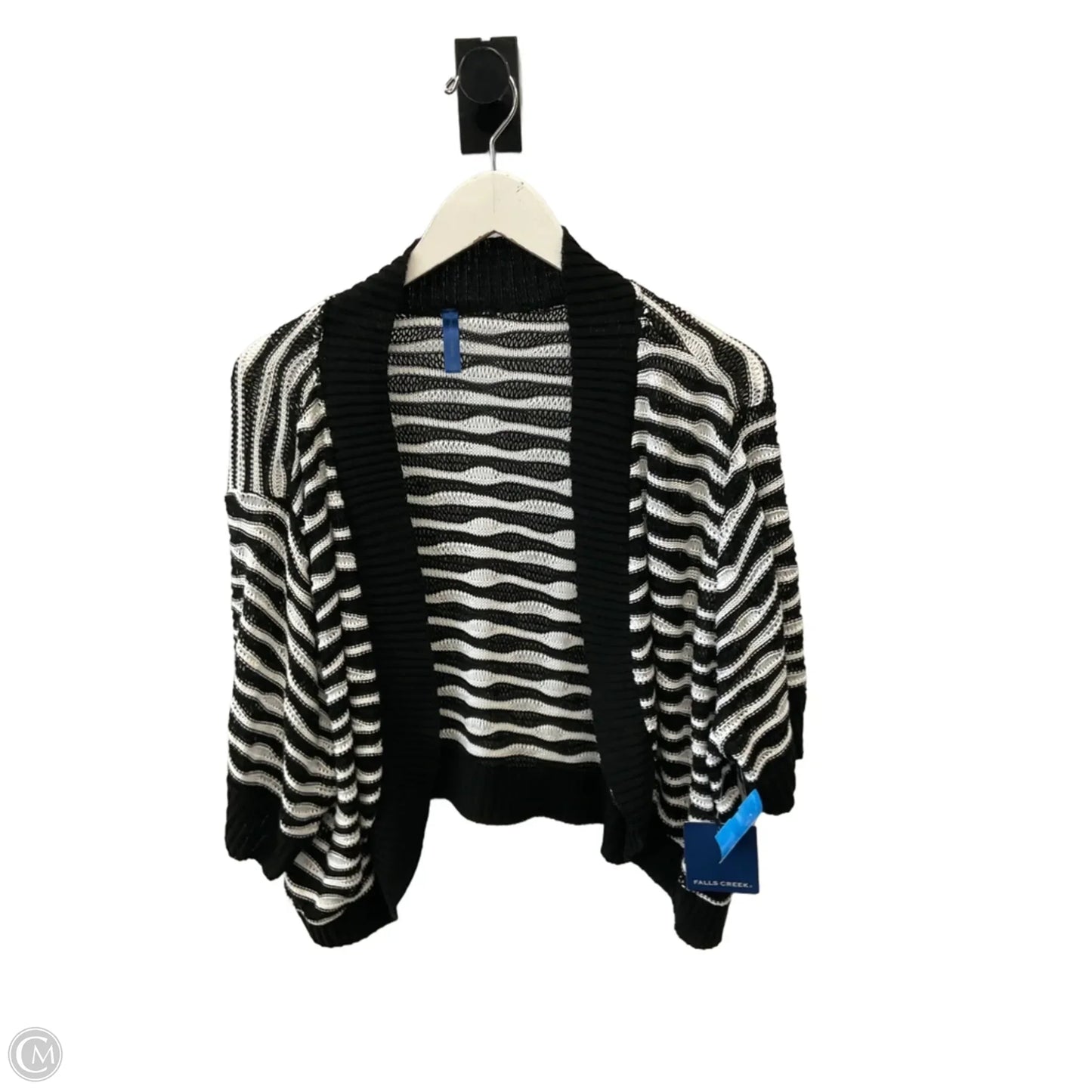 Sweater Cardigan By Falls Creek In Black & White, Size: 3x