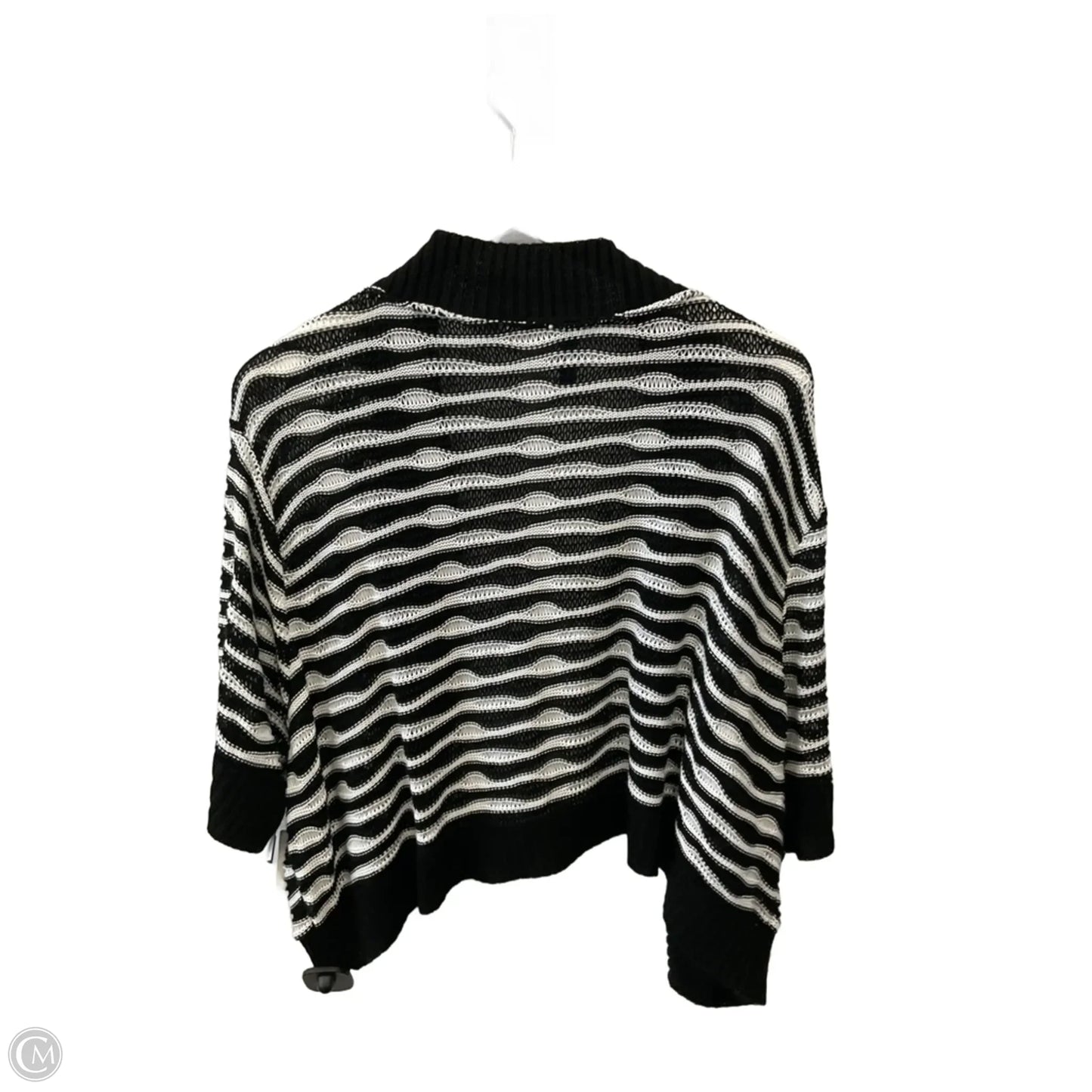 Sweater Cardigan By Falls Creek In Black & White, Size: 3x