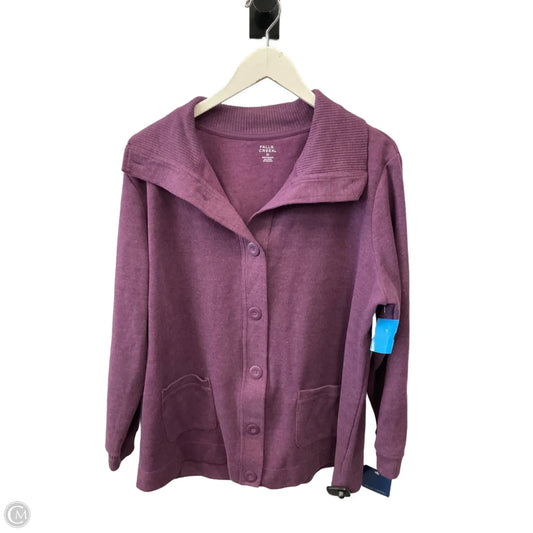 Sweater Cardigan By Falls Creek In Purple, Size: 2x