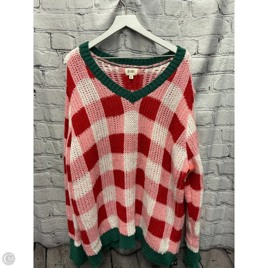 Sweater By Bibi In Pink & Red, Size: Xl