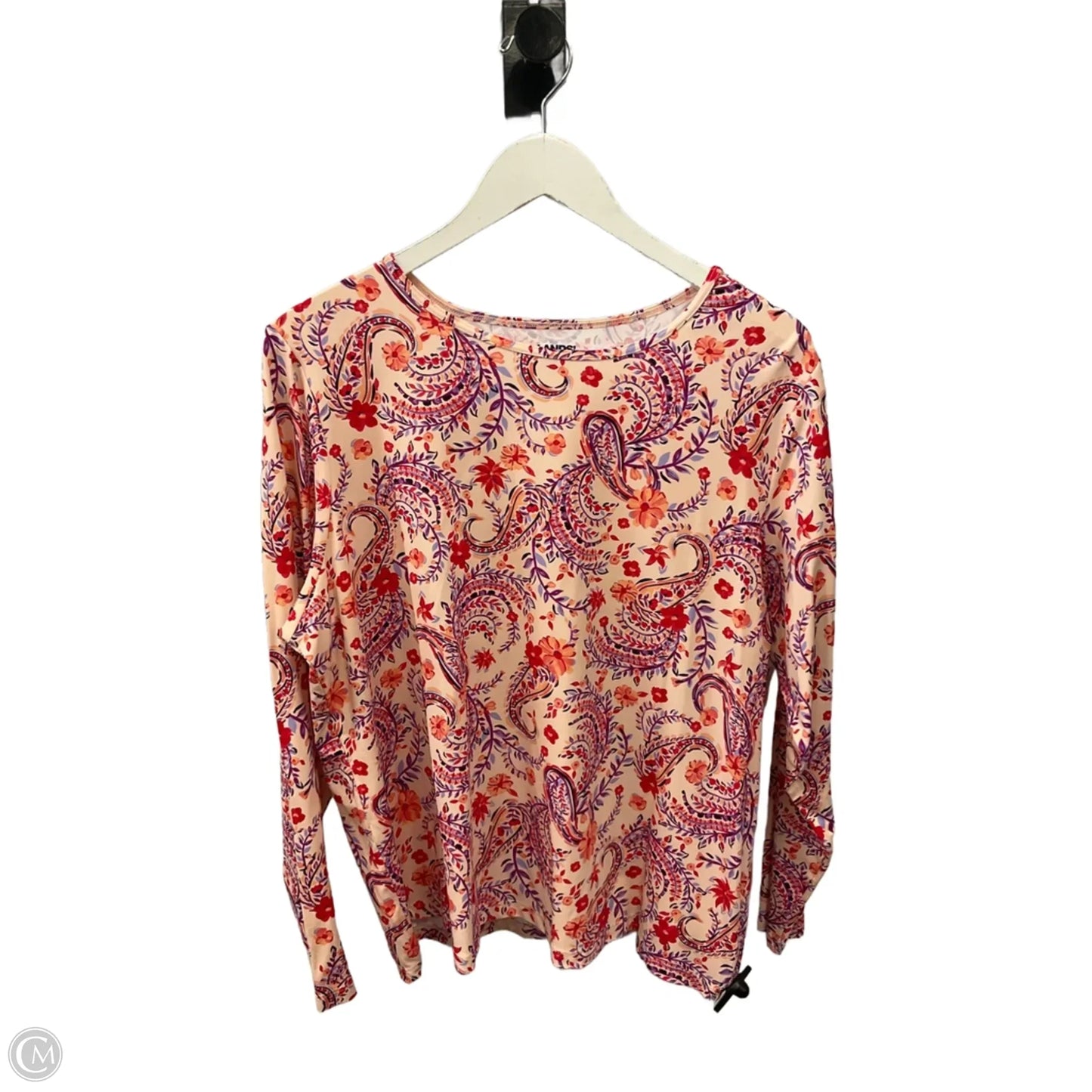 Top Long Sleeve By Lands End In Orange & Red, Size: 1x