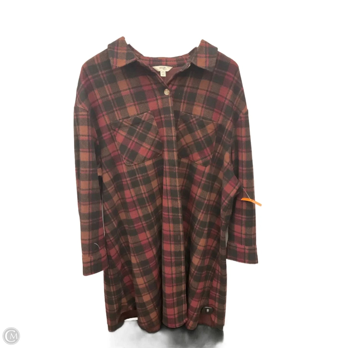 Tunic Long Sleeve By Terra & Sky In Black & Brown, Size: 1x