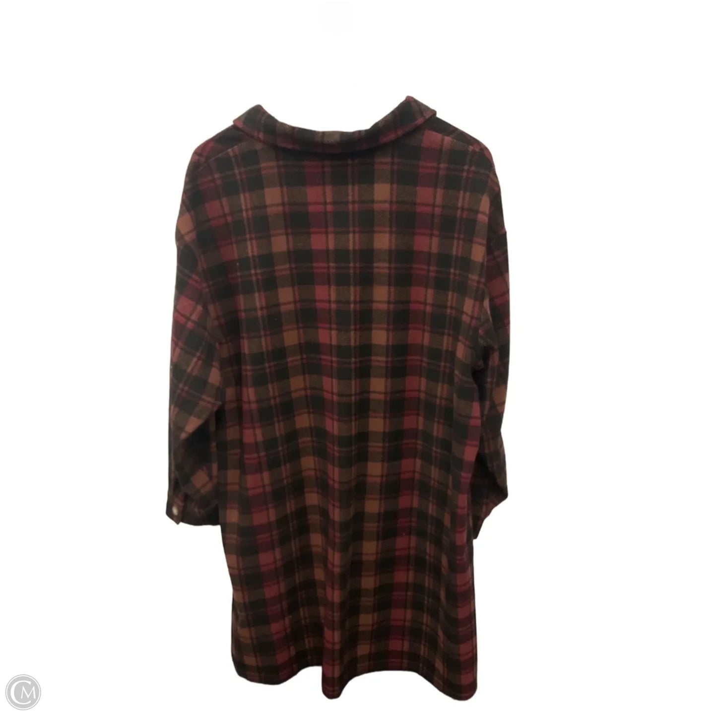 Tunic Long Sleeve By Terra & Sky In Black & Brown, Size: 1x