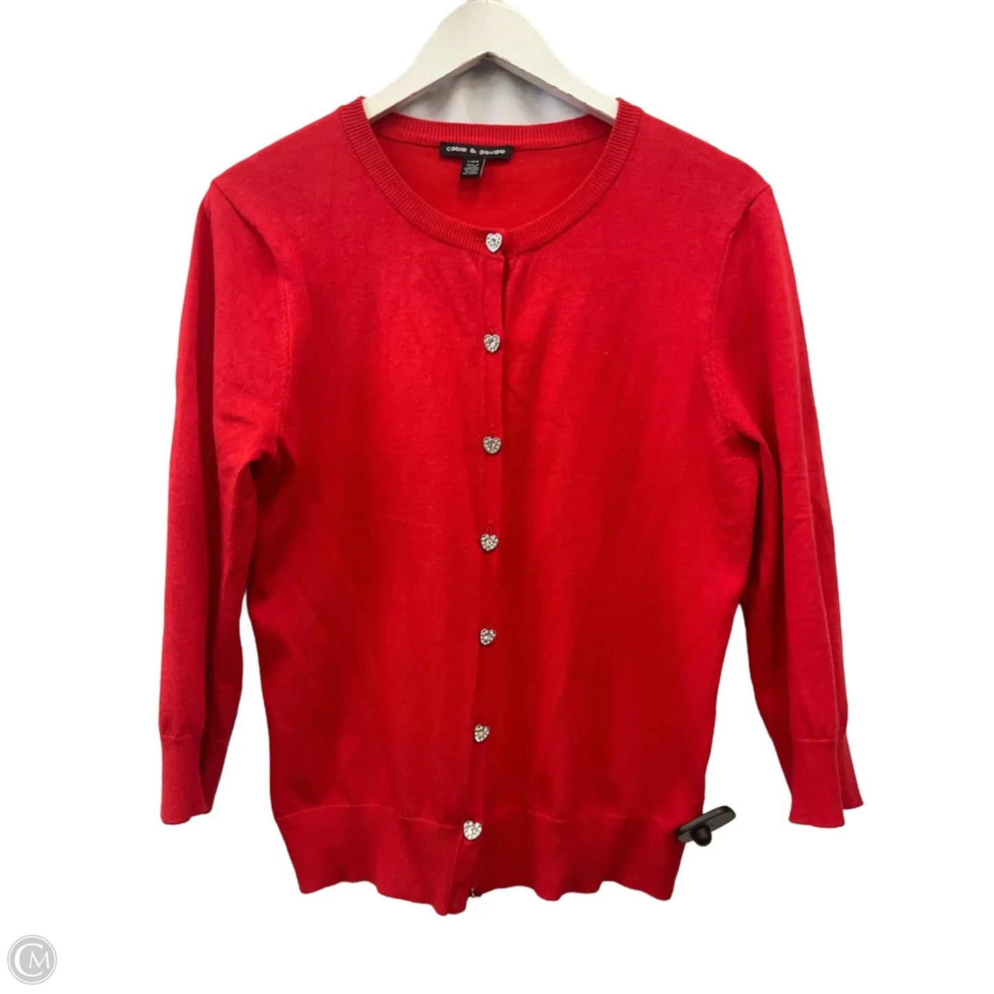 Sweater Cardigan By Cable And Gauge In Red, Size: L