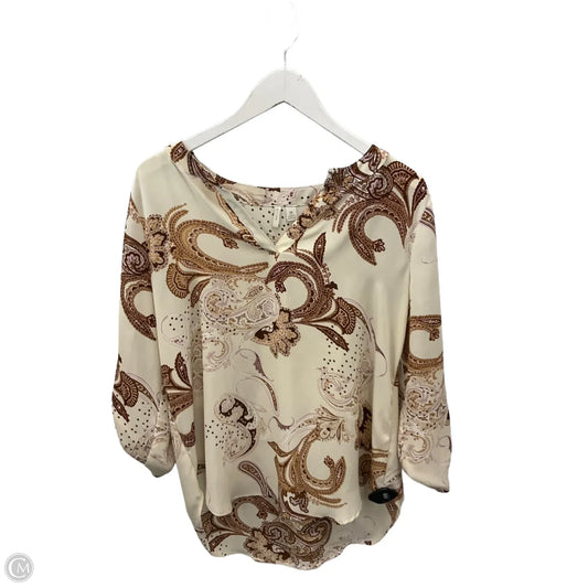 Top 3/4 Sleeve By Cato In Cream, Size: M