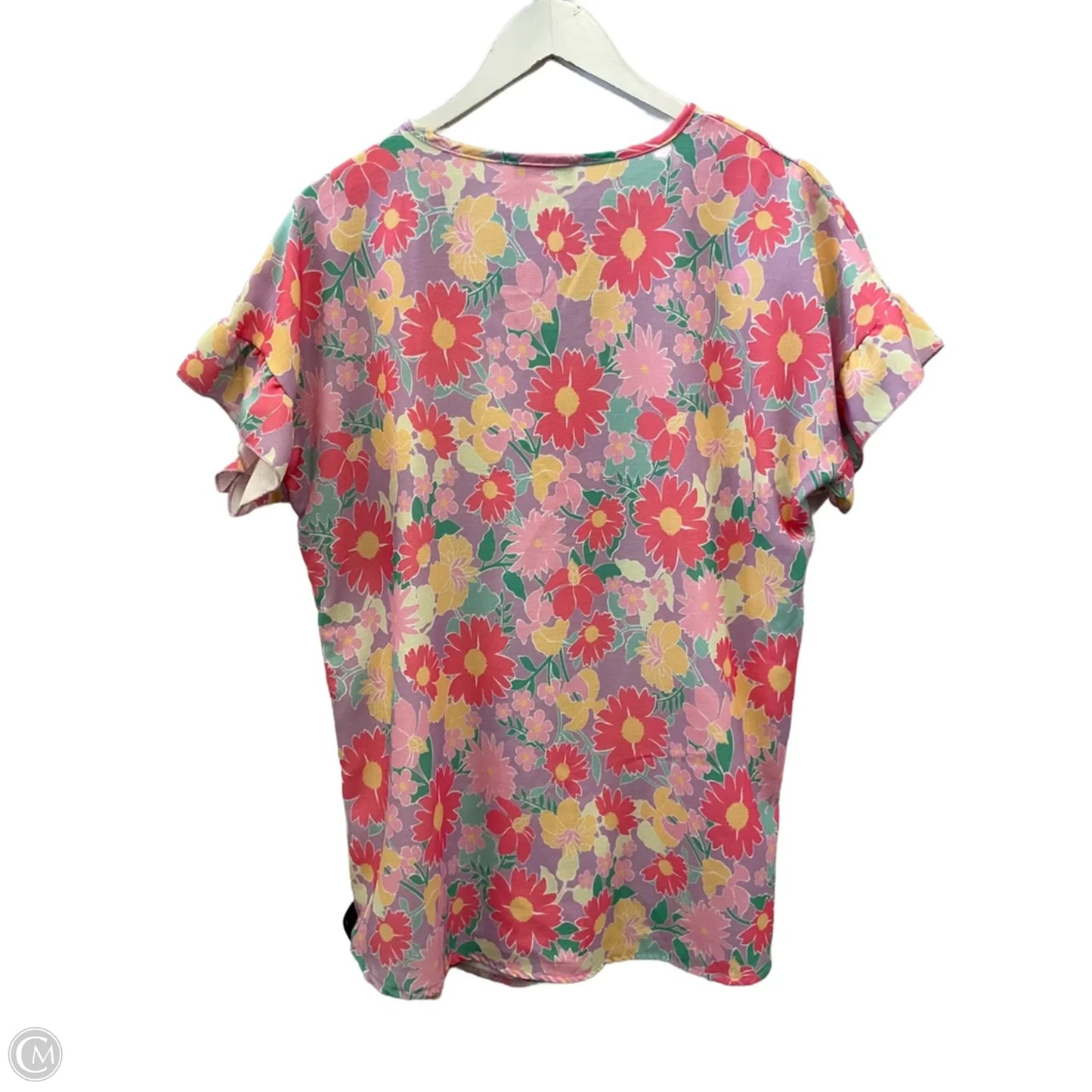 Top Short Sleeve By Heimish Usa In Purple & Yellow, Size: L