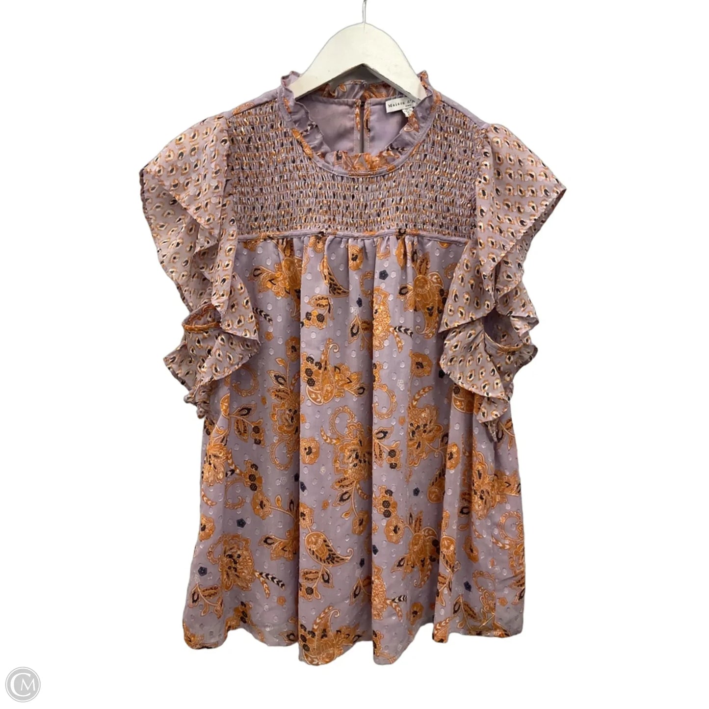 Top Short Sleeve By Maison Damelie In Purple, Size: L