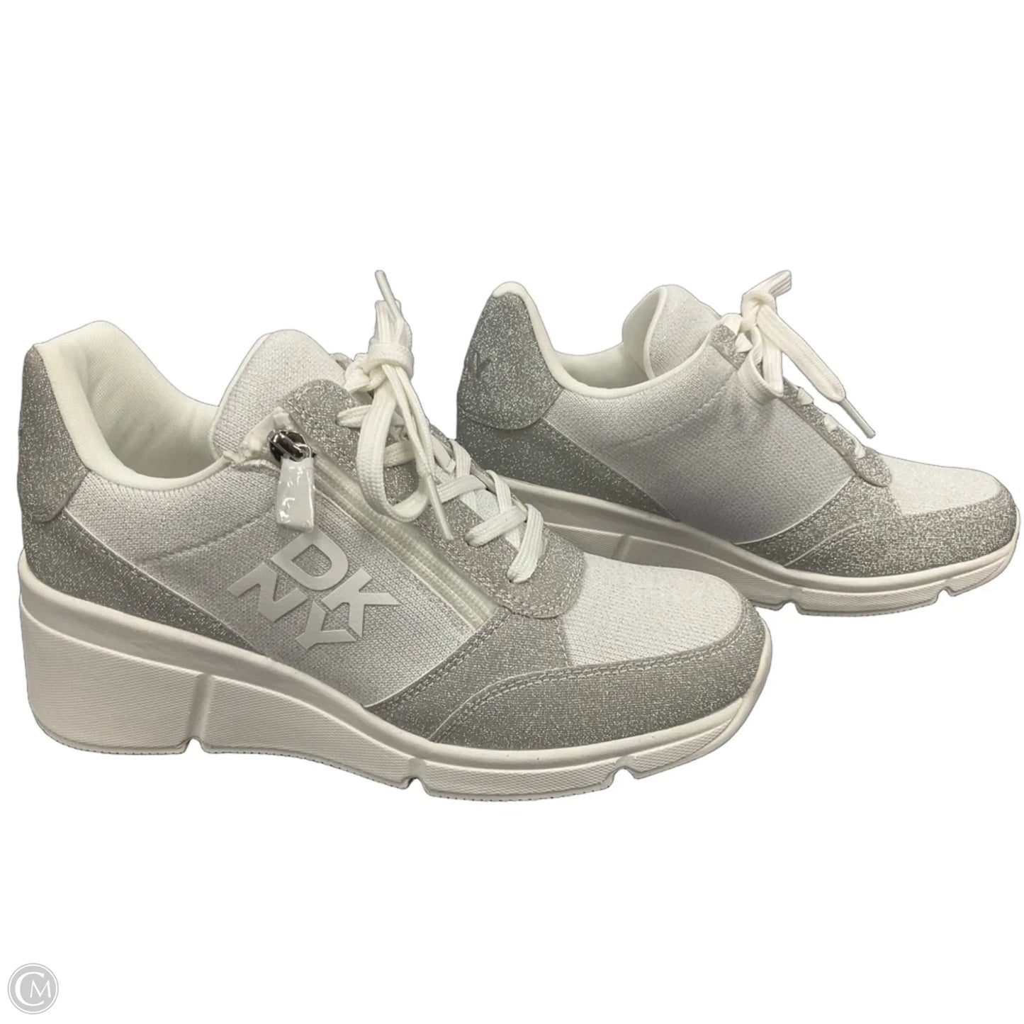 Shoes Sneakers By Dkny In Silver, Size: 8