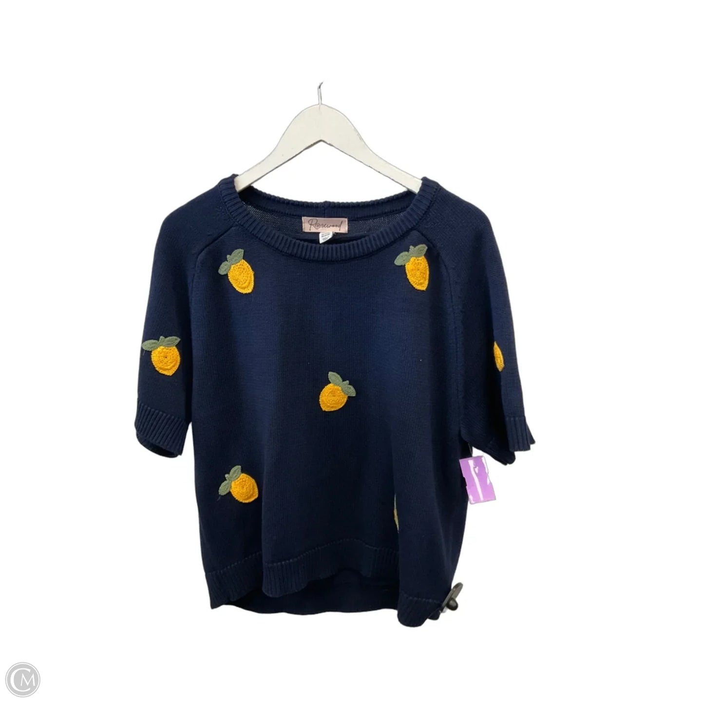 Sweater Short Sleeve By Clothes Mentor In Navy, Size: L