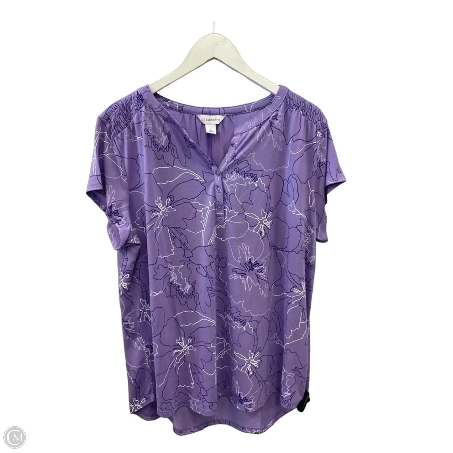 Top Short Sleeve By Liz Claiborne In Purple, Size: Xl