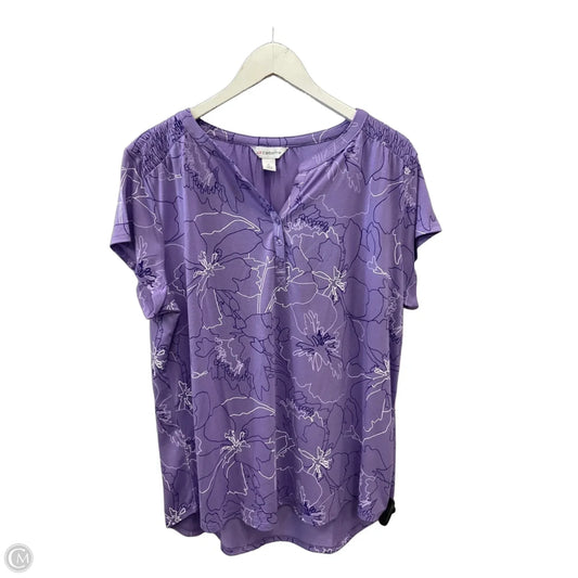 Top Short Sleeve By Liz Claiborne In Purple, Size: Xl
