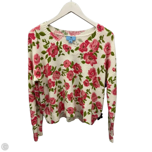 Sweater By Cece In Cream & Pink, Size: M