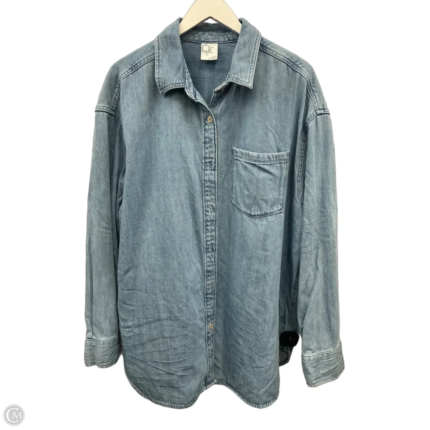 Jacket Shirt By Offline In Blue Denim, Size: M