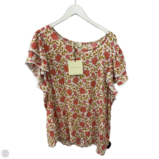 Top Short Sleeve By Cynthia Rowley In Floral Print, Size: 2x