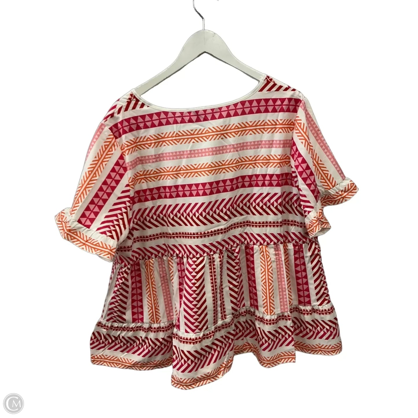 Top Short Sleeve By Bloomchic In Orange & Pink, Size: 1x