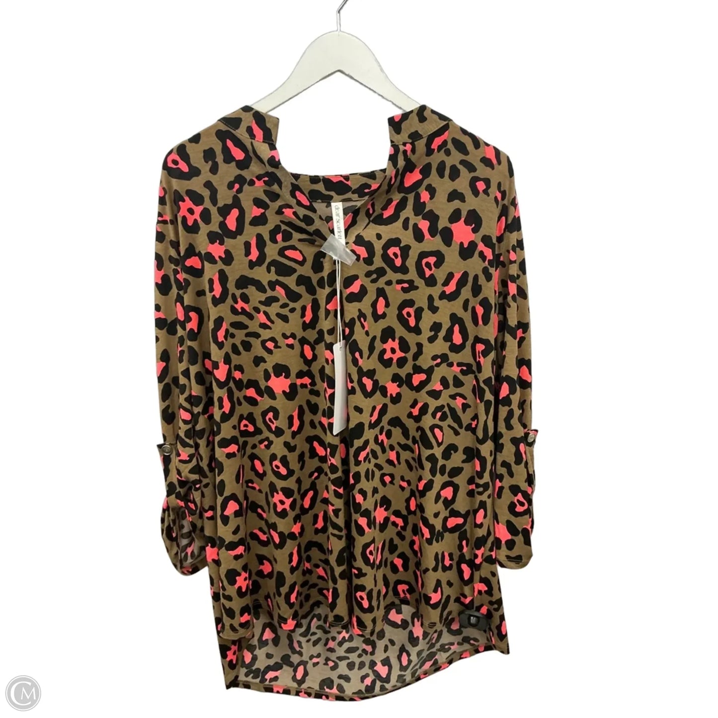Top 3/4 Sleeve By Dear Scarlett In Green & Pink, Size: 2x
