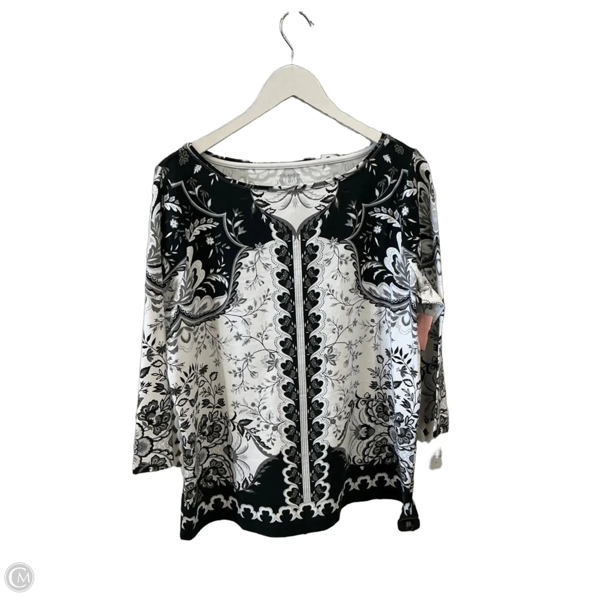 Top 3/4 Sleeve By Talbots In Black & White, Size: 1x