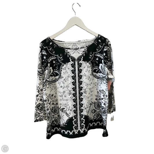 Top 3/4 Sleeve By Talbots In Black & White, Size: 1x