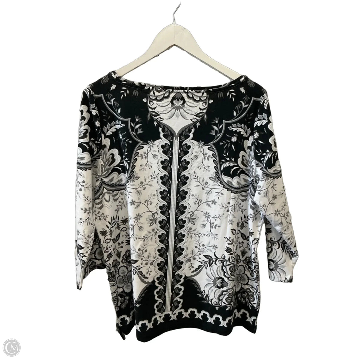 Top 3/4 Sleeve By Talbots In Black & White, Size: 1x
