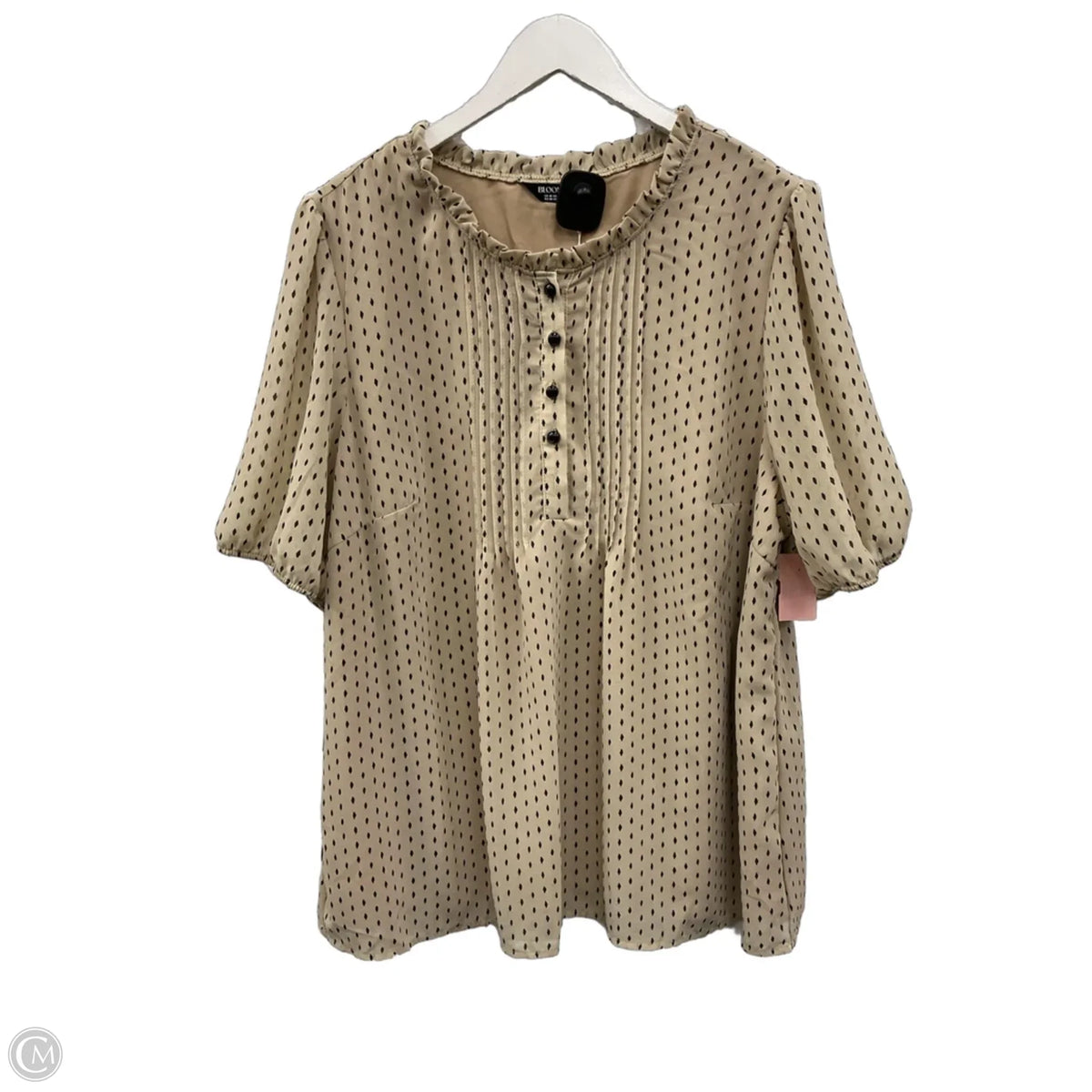 Top Short Sleeve By Bloomchic In Tan, Size: 1x