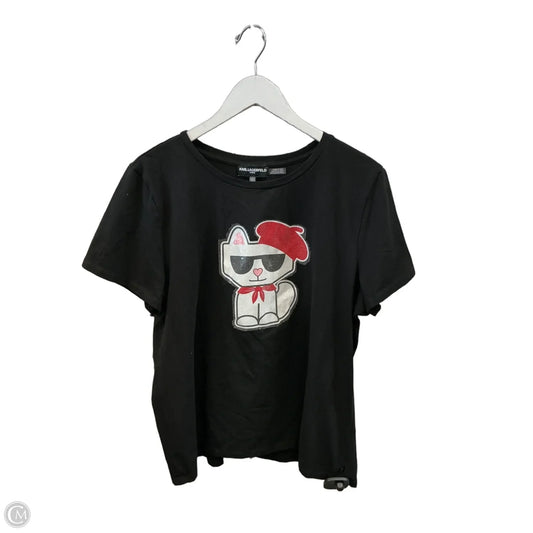 Top Short Sleeve Designer By Karl Lagerfeld In Black, Size: Xl
