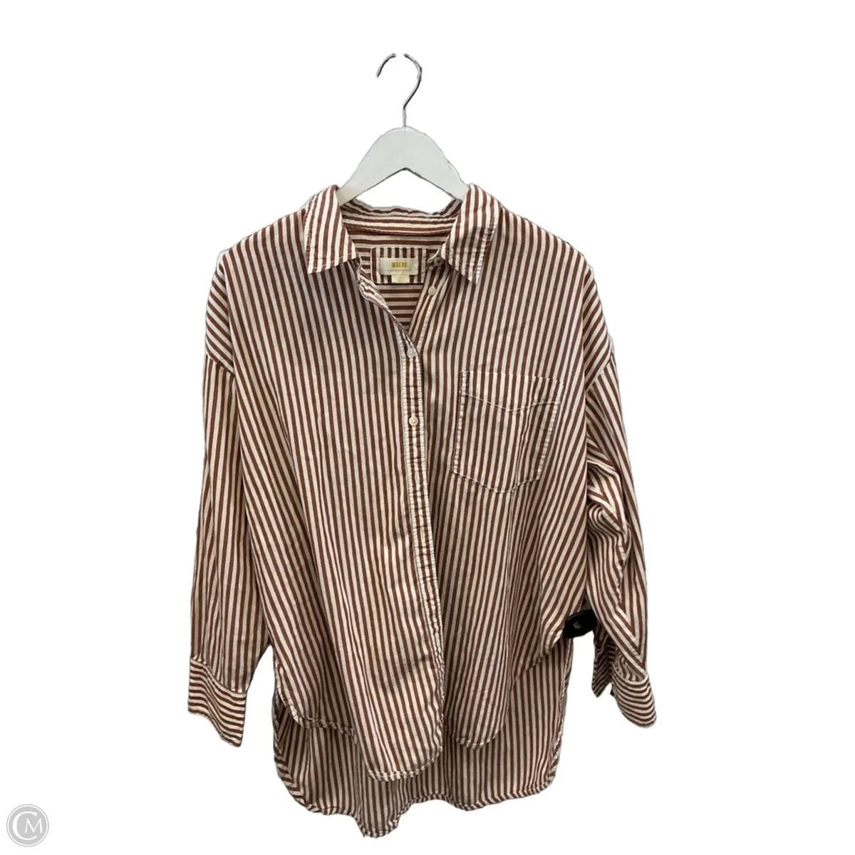 Top Long Sleeve By Maeve In Striped Pattern, Size: L