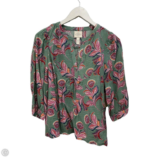 Top Short Sleeve By St Johns Bay In Green & Orange, Size: S