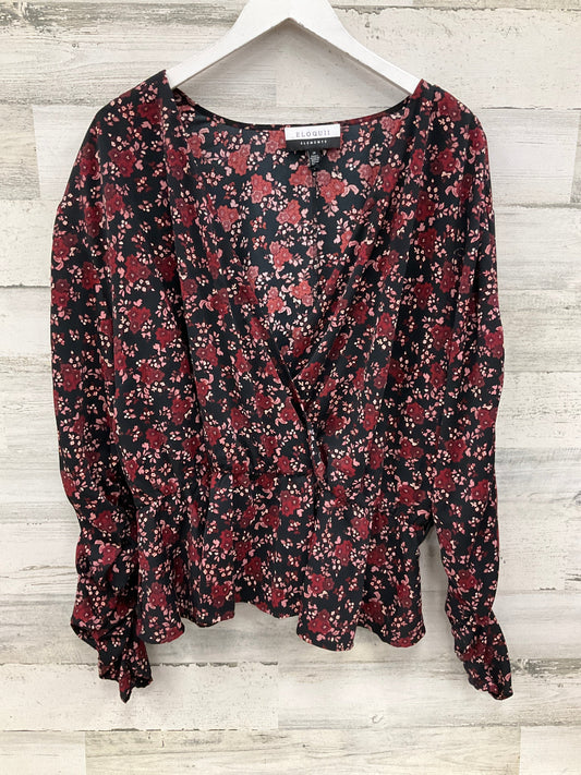 Blouse Long Sleeve By Eloquii In Black Floral, Size: 3x