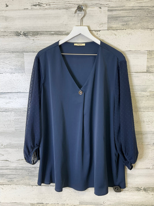 Blouse 3/4 Sleeve By Clothes Mentor In Navy, Size: 3x