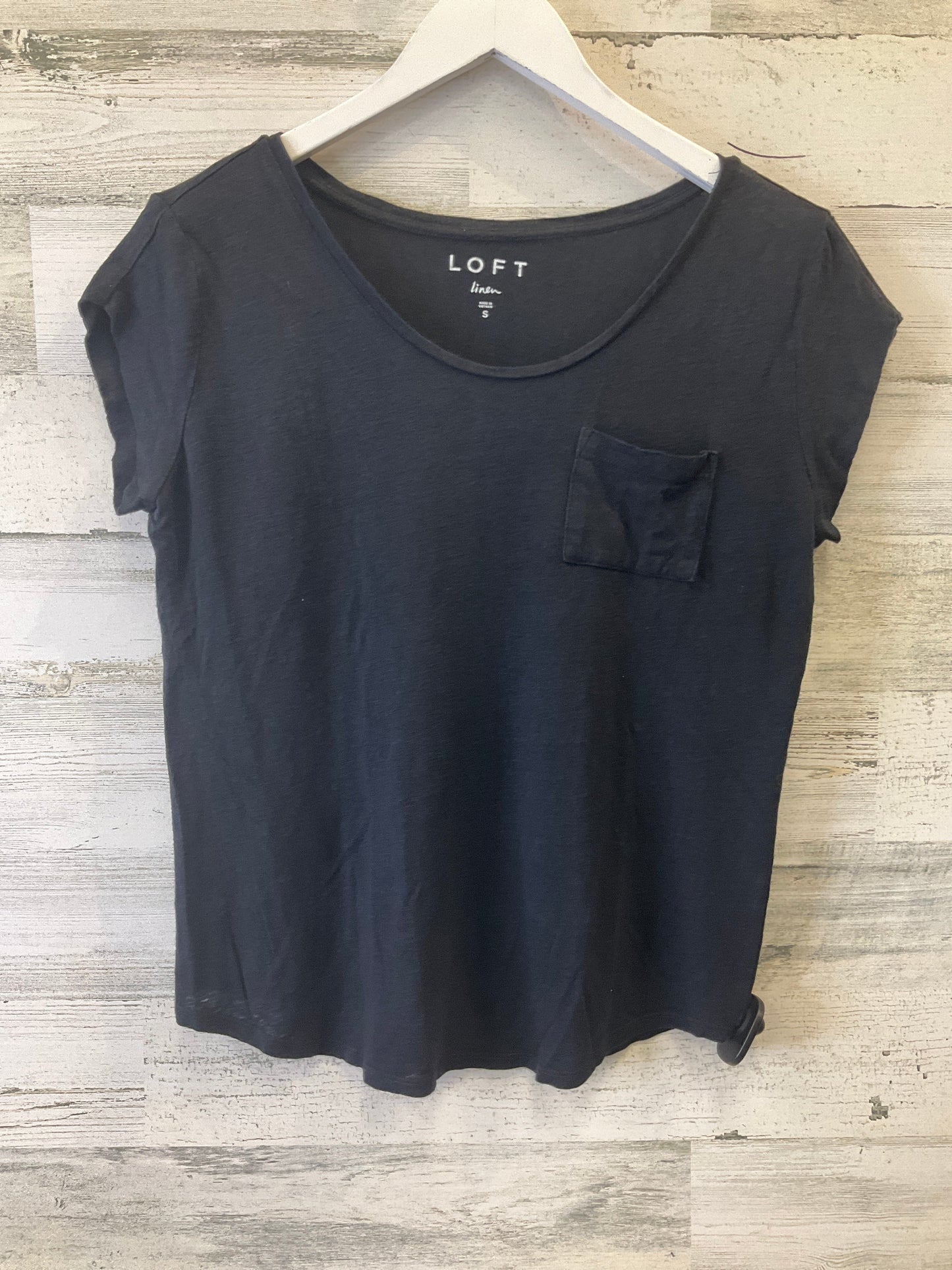 Black Top Short Sleeve Basic Loft, Size S