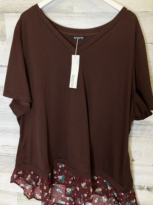 Brown Top Short Sleeve Clothes Mentor, Size 4x