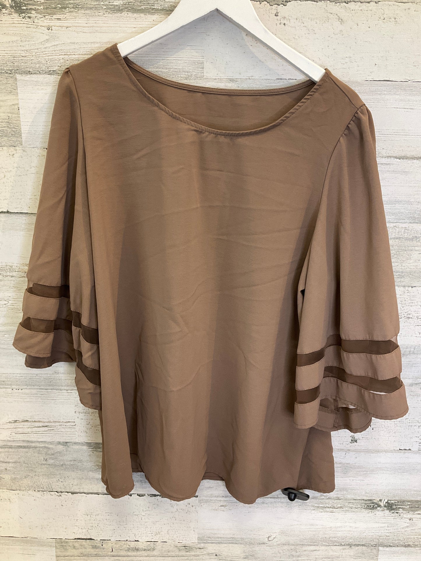 Brown Top Short Sleeve Clothes Mentor, Size 2x