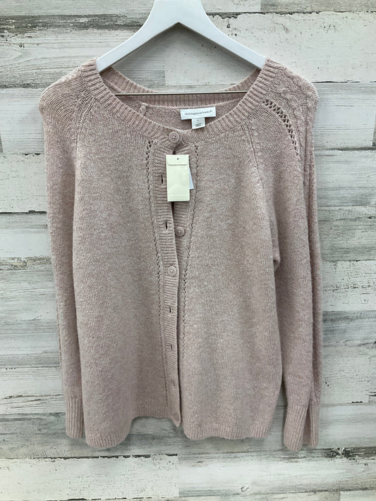 Sweater Cardigan By Christopher And Banks In Pink, Size: L