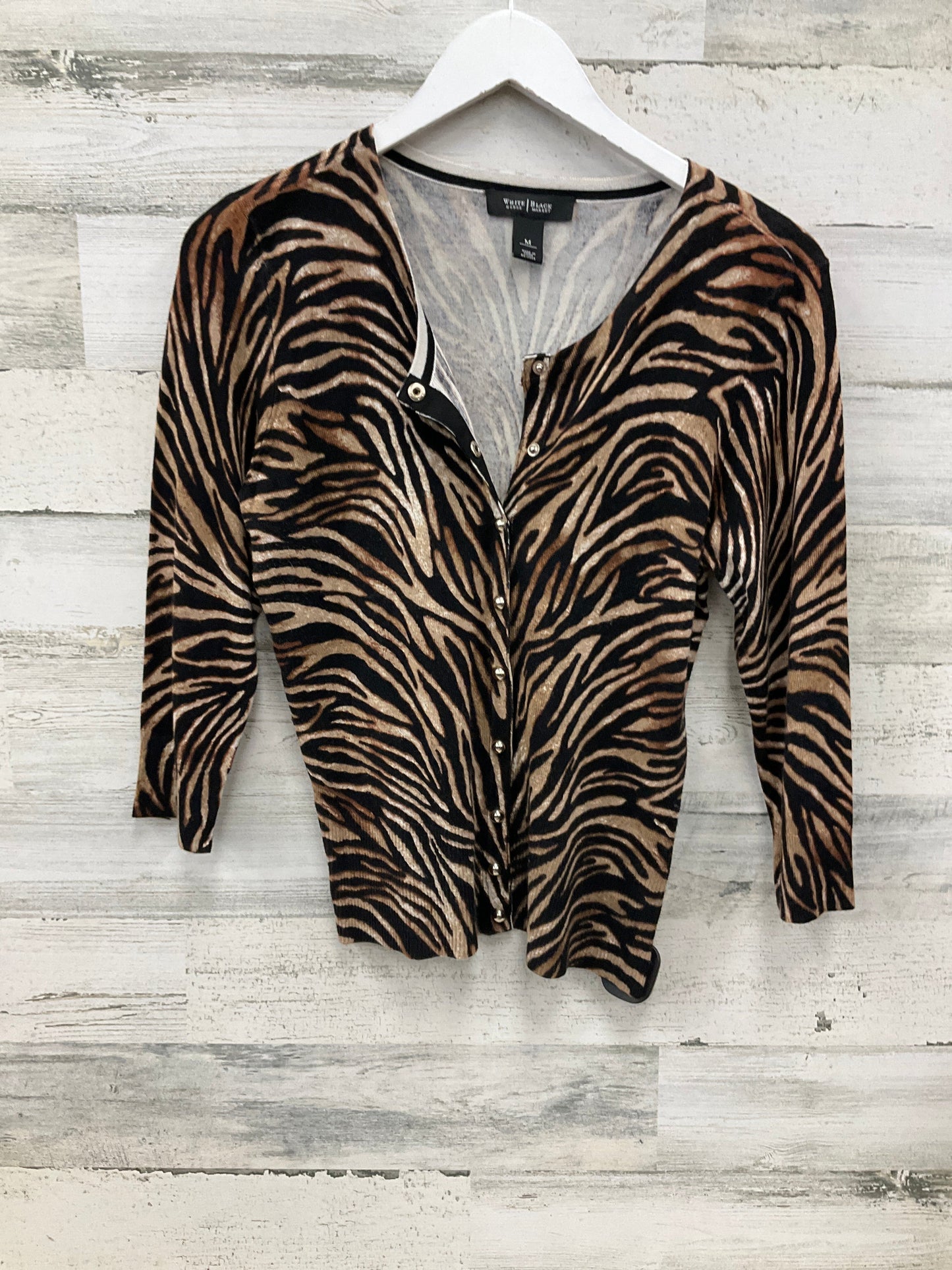 Sweater Cardigan By White House Black Market In Animal Print, Size: M