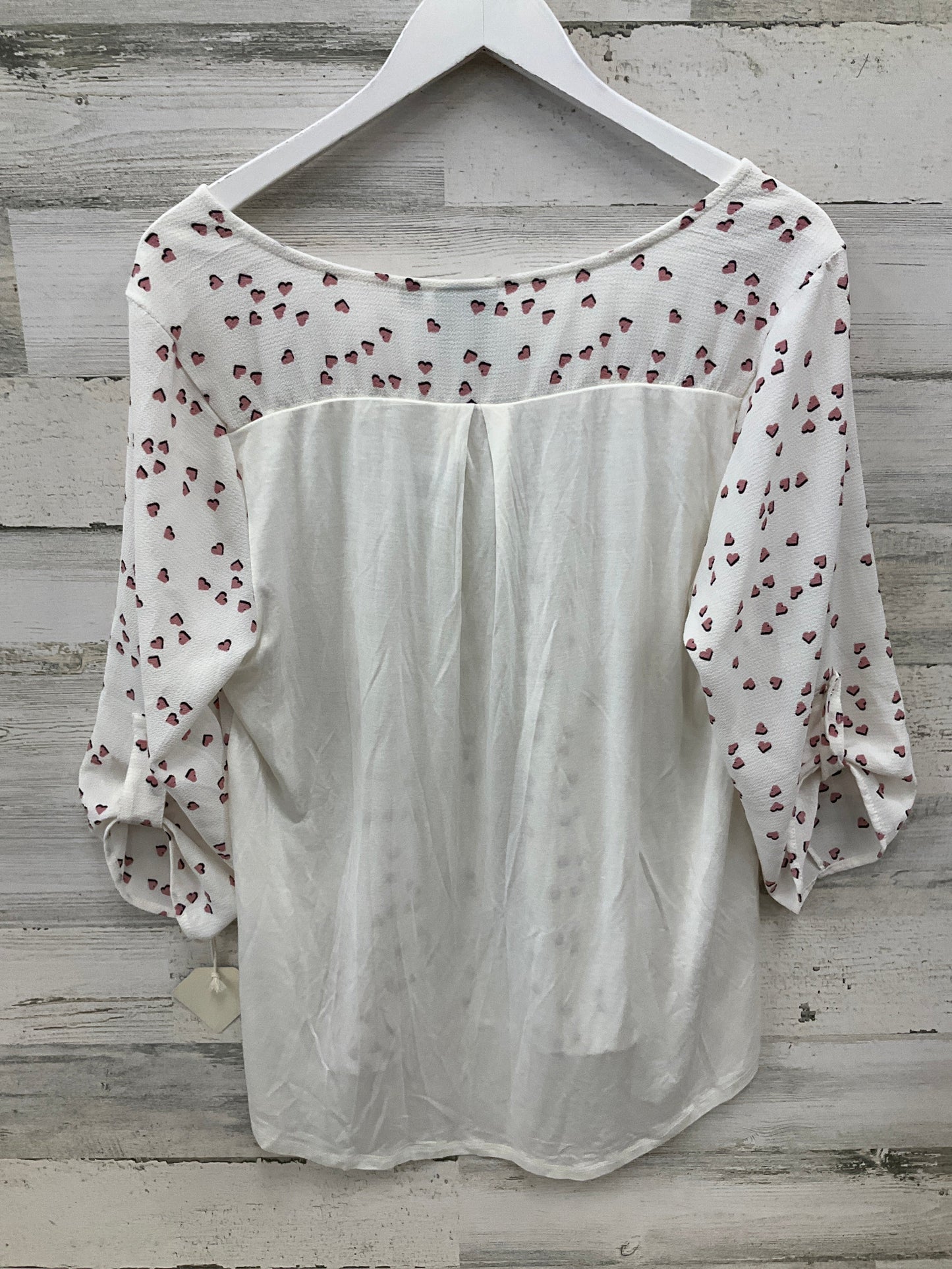 Top 3/4 Sleeve By Clothes Mentor In Cream & Pink, Size: Xl